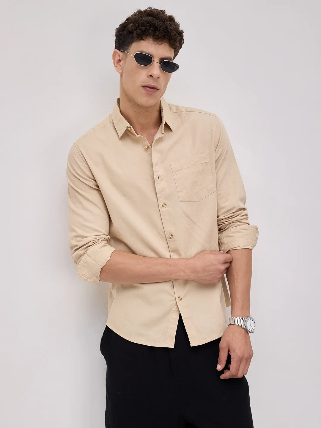 Beige Fineweave Everyday Shirt