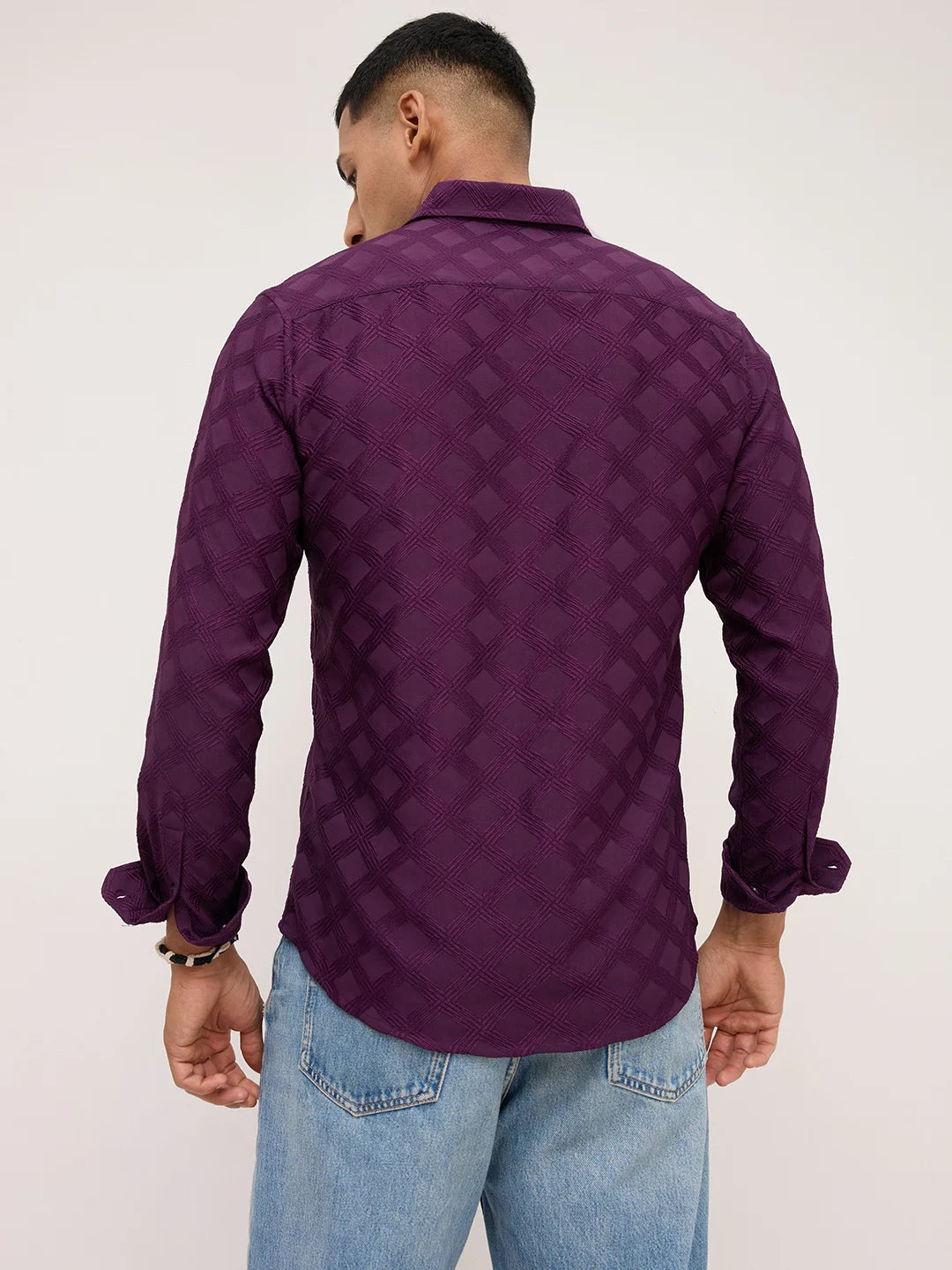 Royal Wine Diamond Textured Shirt