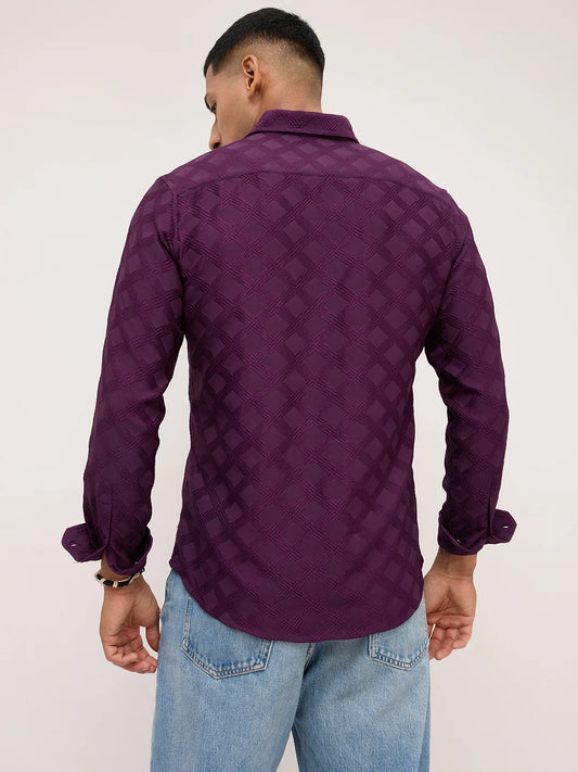 Royal Wine Diamond Textured Shirt