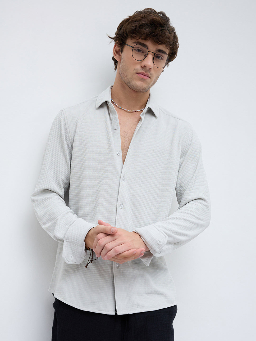 Greystone Waffle Textured Knitted Shirt