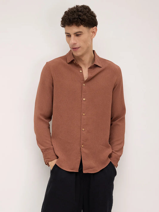 Russet Brown Crinkled Shirt