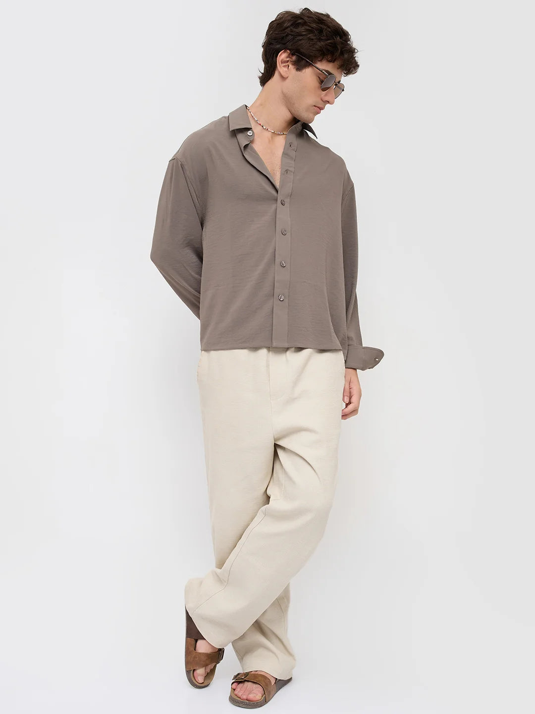 Luxe Ash Grey Ultra Soft Boxy Fit Crop Shirt