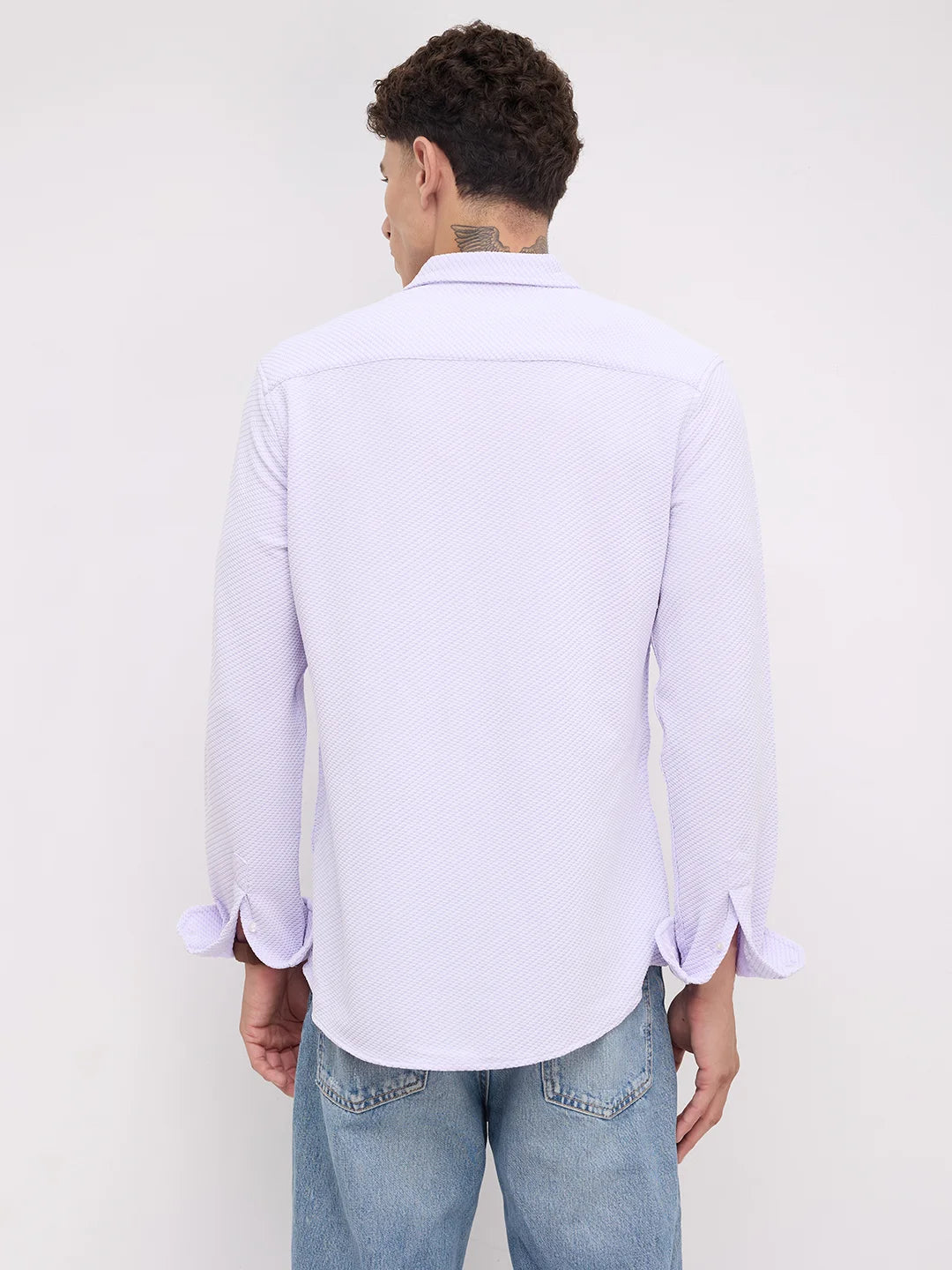 Iced Lavender Micro Weave Textured Shirt