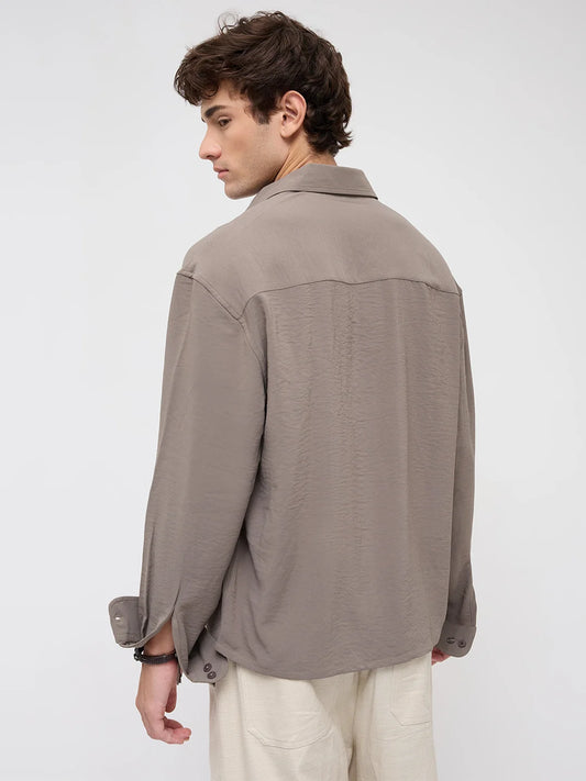 Luxe Ash Grey Ultra Soft Boxy Fit Crop Shirt