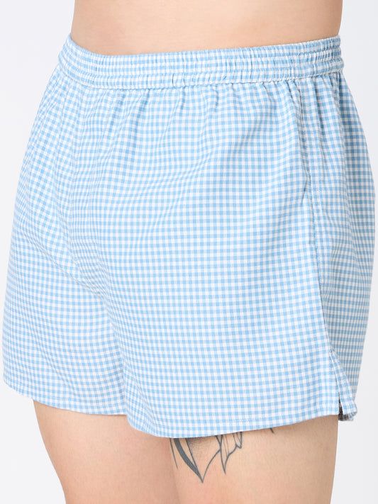 Solid Black & Blue Micro Checks Boxers