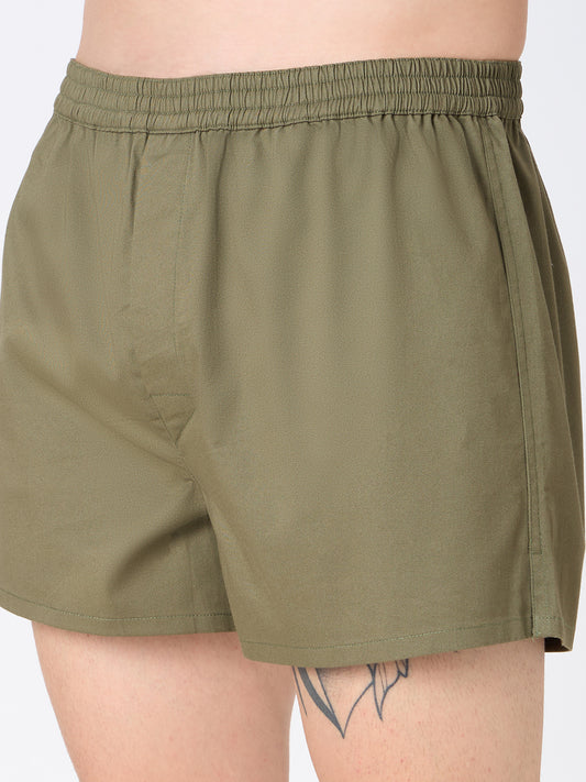 Solid Olive & Grey Checks Boxers