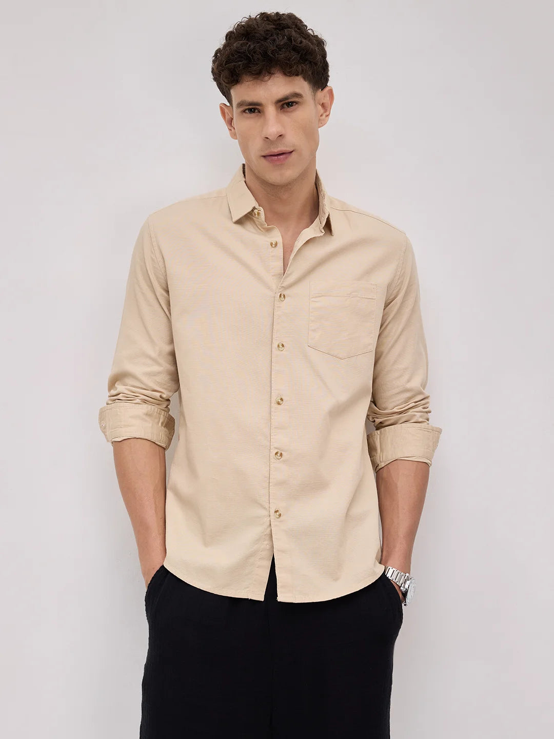 Beige Fineweave Everyday Shirt
