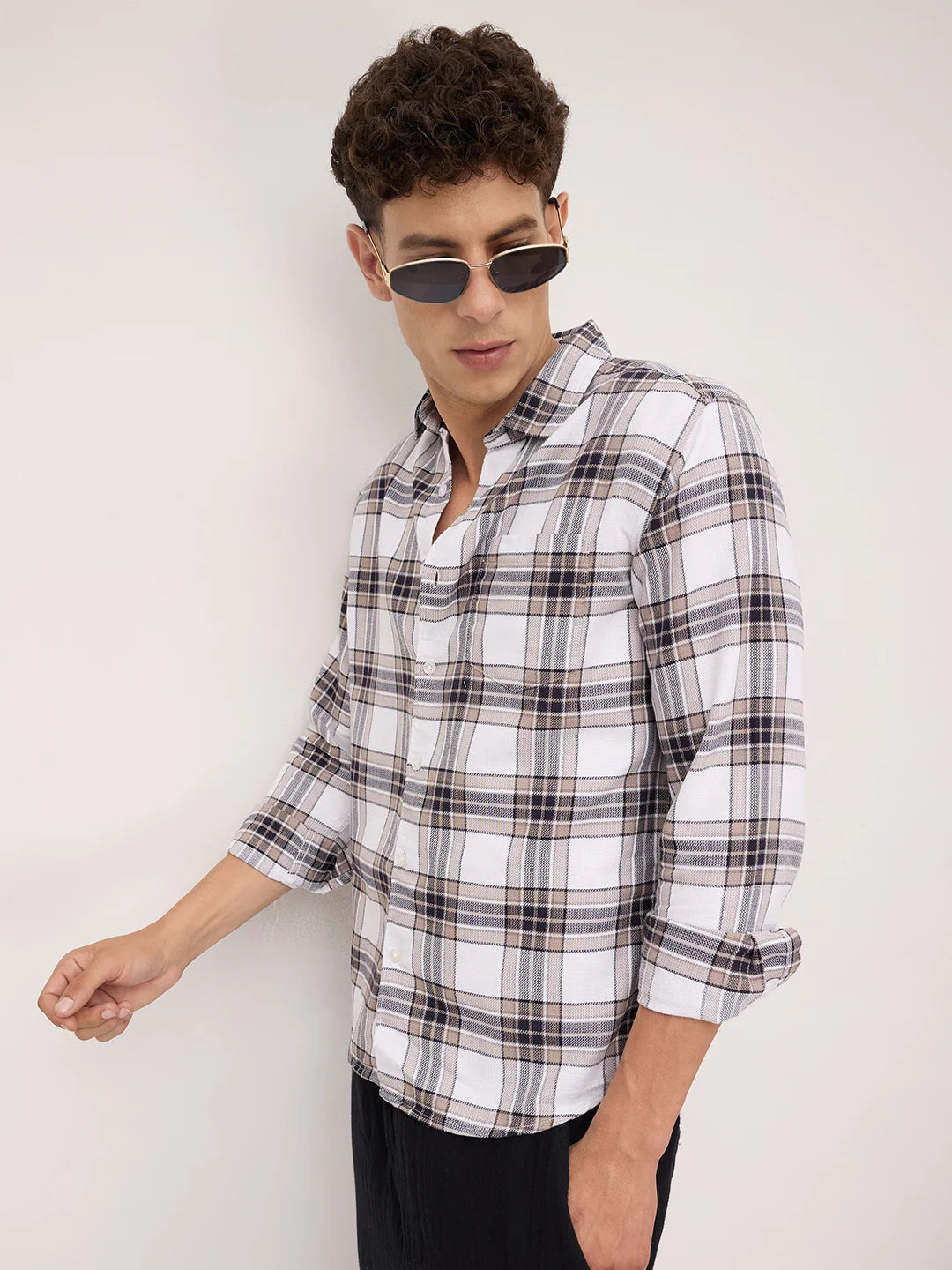 White & Ashley Grey Plaid Checks Shirt