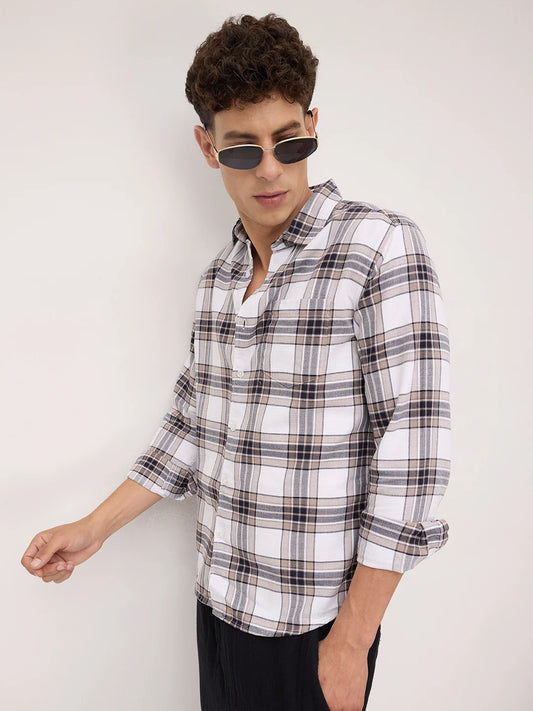 White & Ashley Grey Plaid Checks Shirt