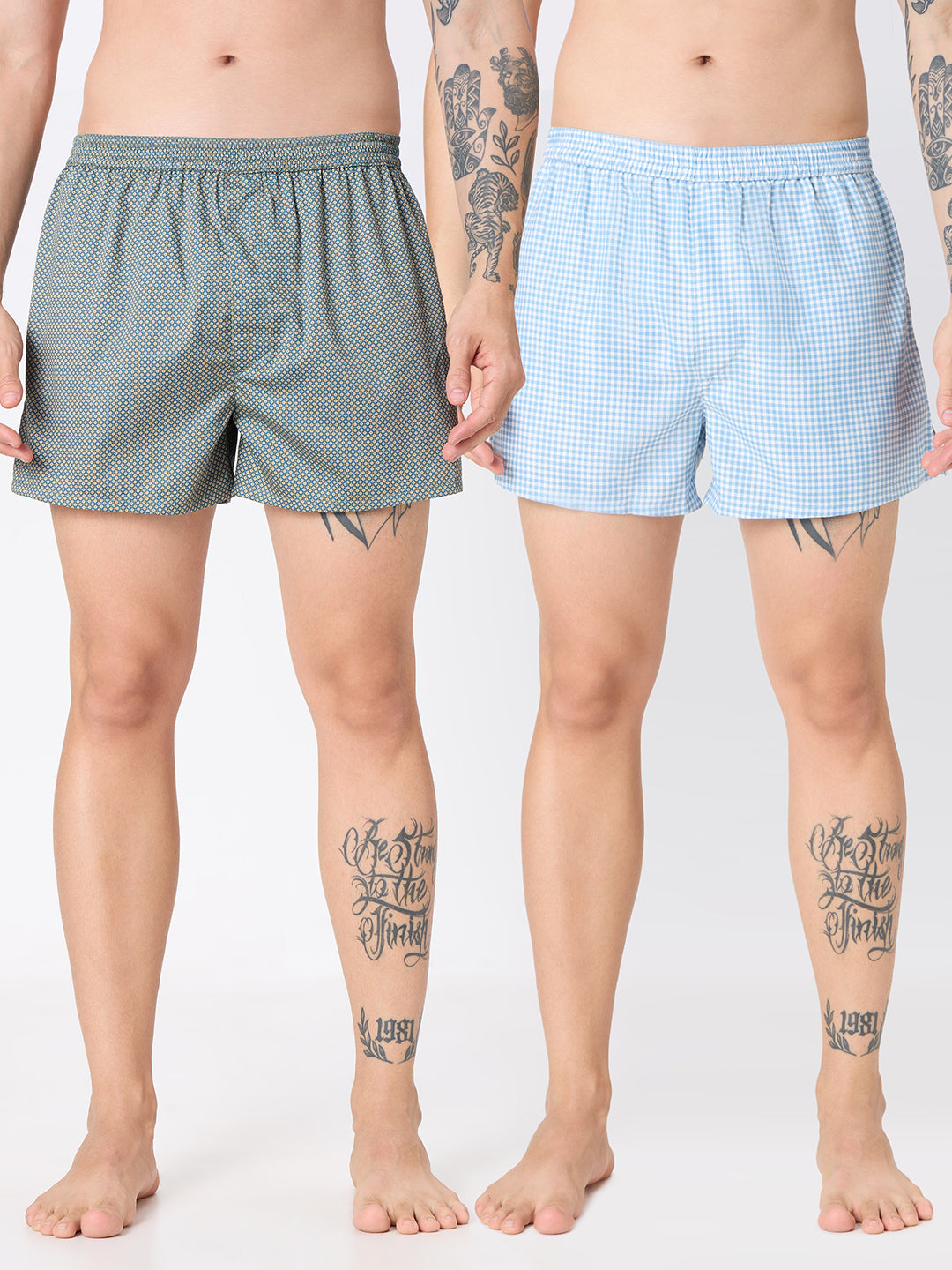 Solid Black & Blue Micro Checks Boxers