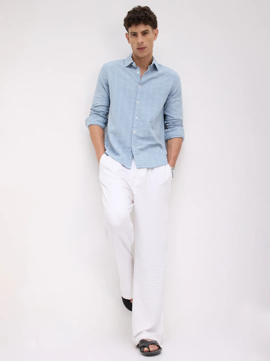 Premium Ice Mist Grid Emboss Double Cloth Shirt