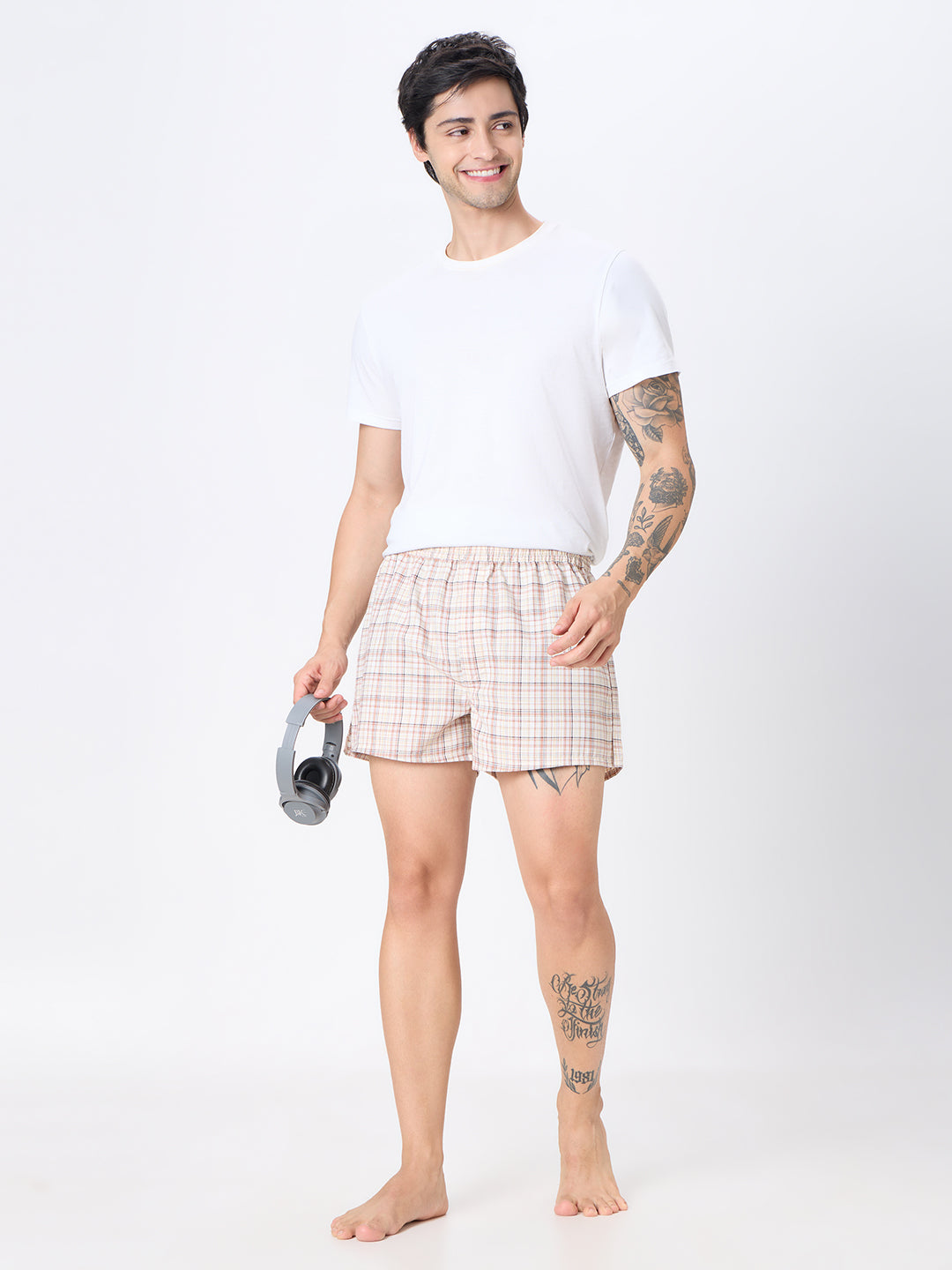 Rust Checks & Khaki Striped Boxers
