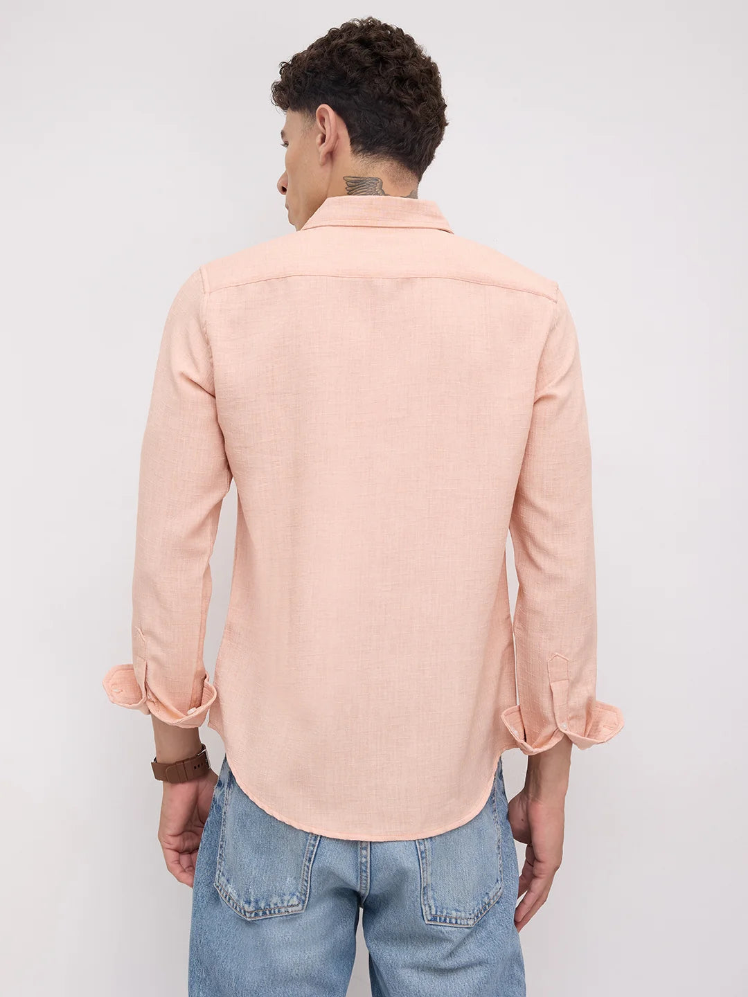 Creamy Peach Subtle Textured Shirt