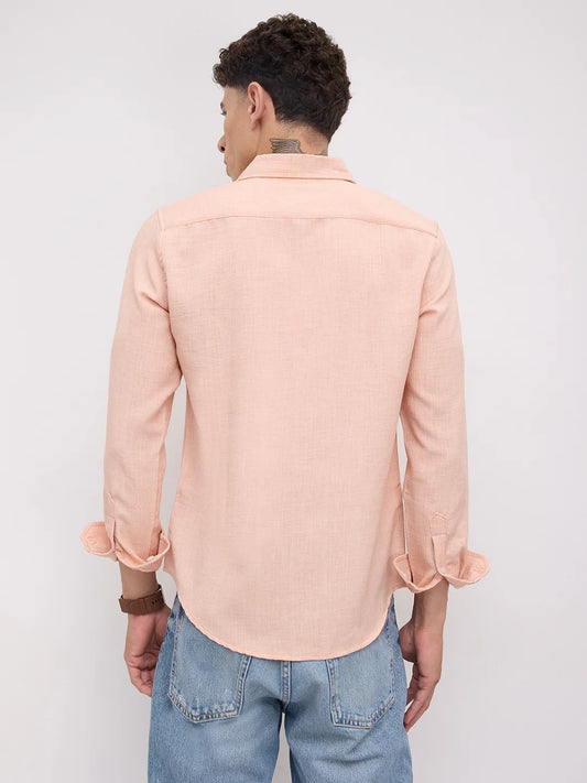 Creamy Peach Subtle Textured Shirt