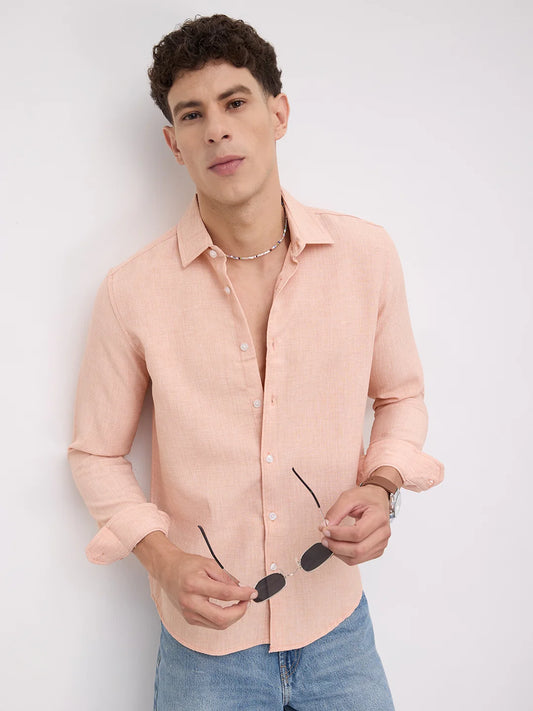 Creamy Peach Subtle Textured Shirt