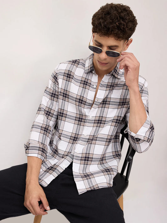 White & Ashley Grey Plaid Checks Shirt