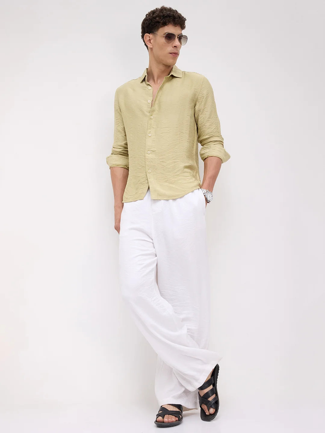 Pale Green Lightweight Crinkled Everyday Shirt