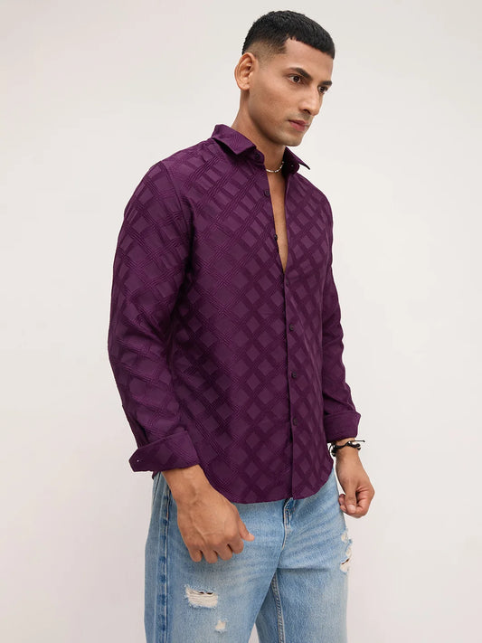 Royal Wine Diamond Textured Shirt