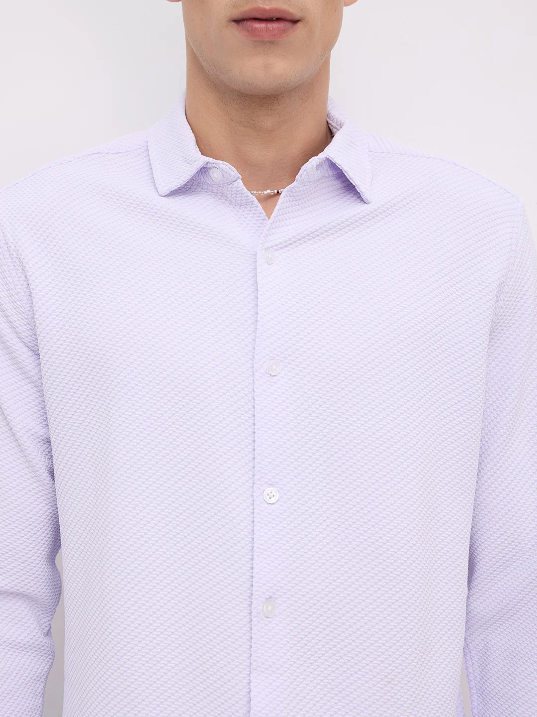 Iced Lavender Micro Weave Textured Shirt