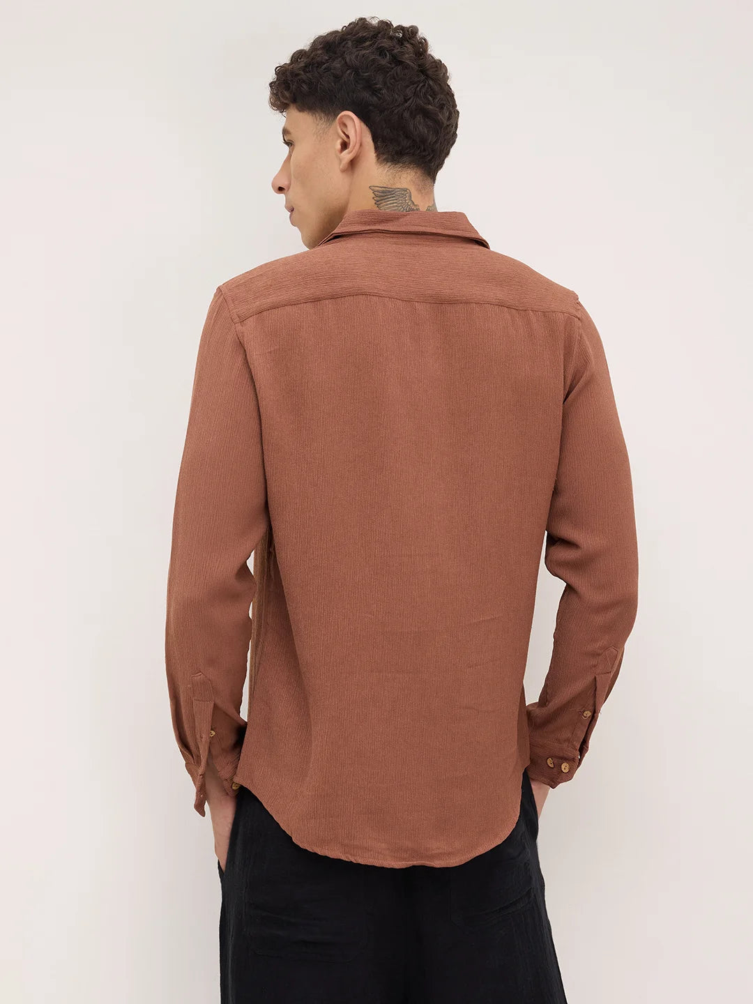 Russet Brown Crinkled Shirt