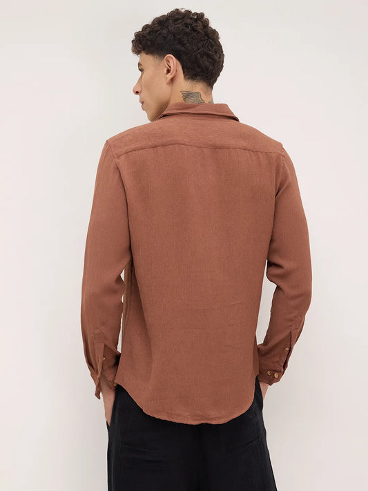 Russet Brown Crinkled Shirt