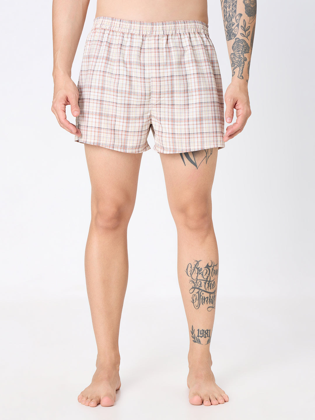 Rust Checks & Khaki Striped Boxers