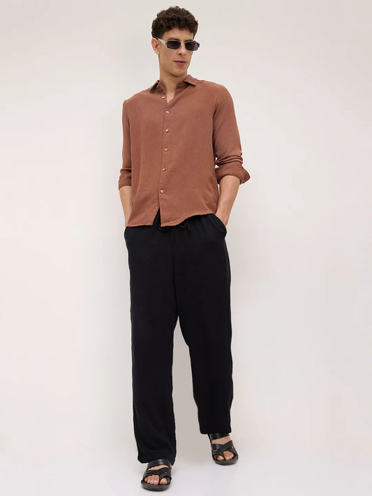 Russet Brown Crinkled Shirt