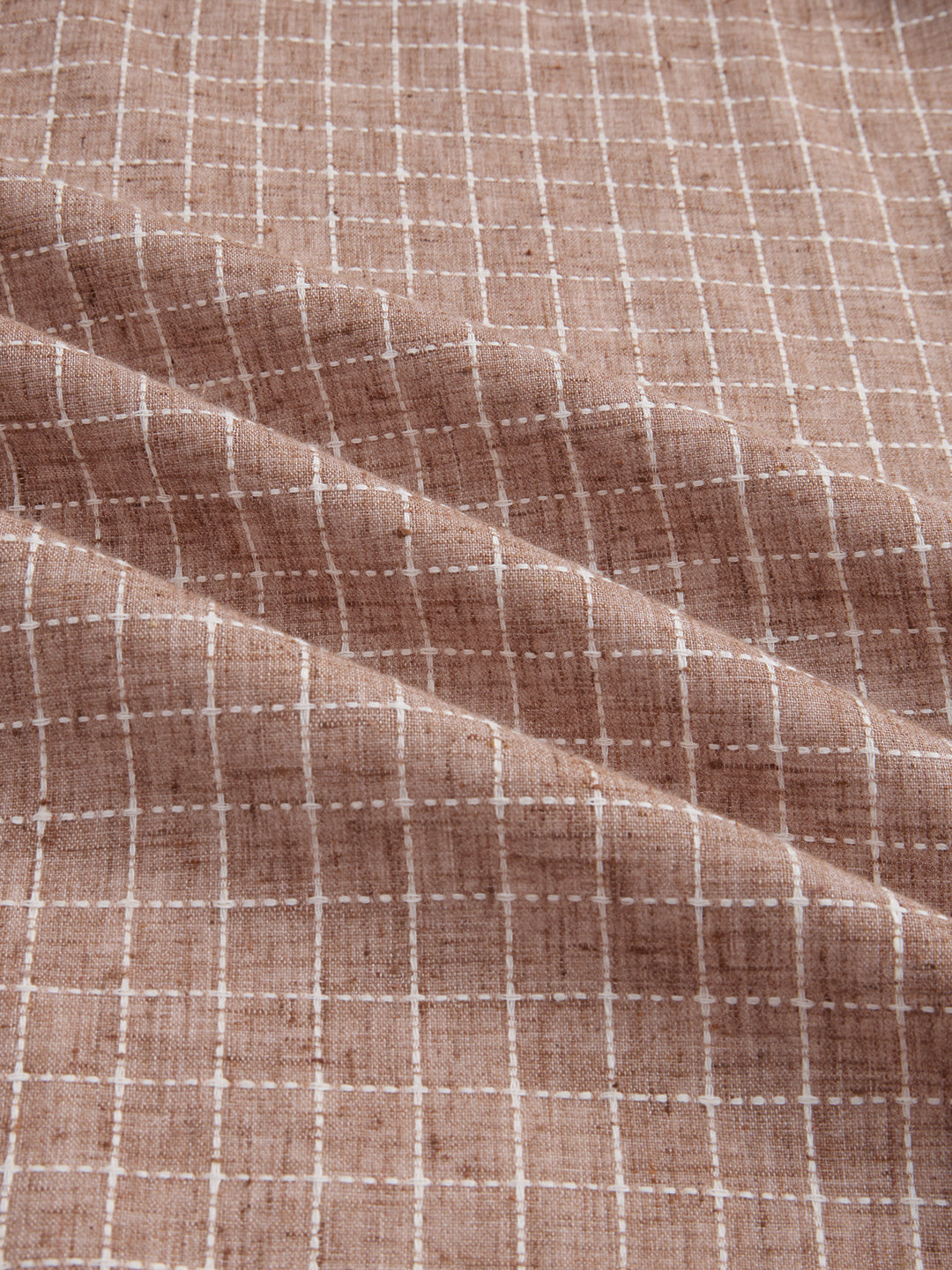 Rustic Brown Embroidery Grid Checks Shirt