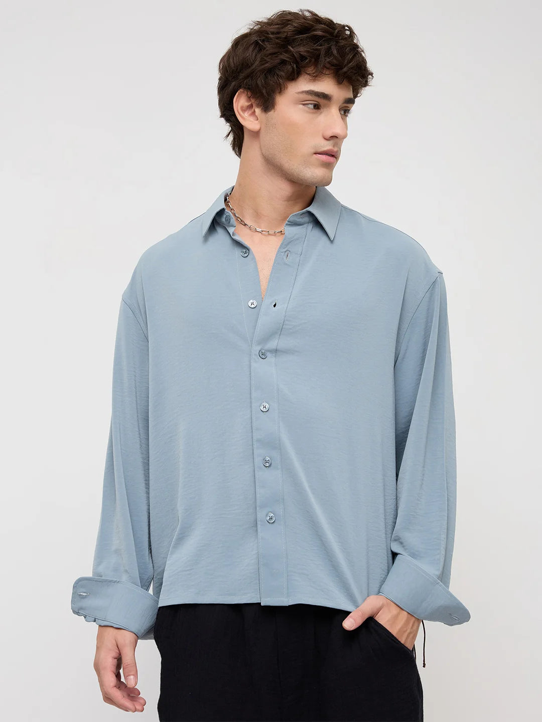 Luxe Marble Blue Ultra Soft Boxy Fit Crop Shirt