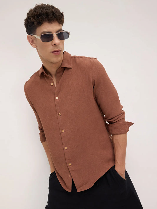 Russet Brown Crinkled Shirt