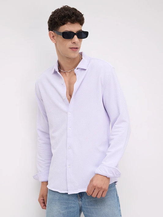 Iced Lavender Micro Weave Textured Shirt