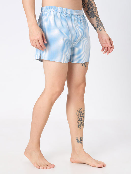 Solid Black & Blue Micro Checks Boxers