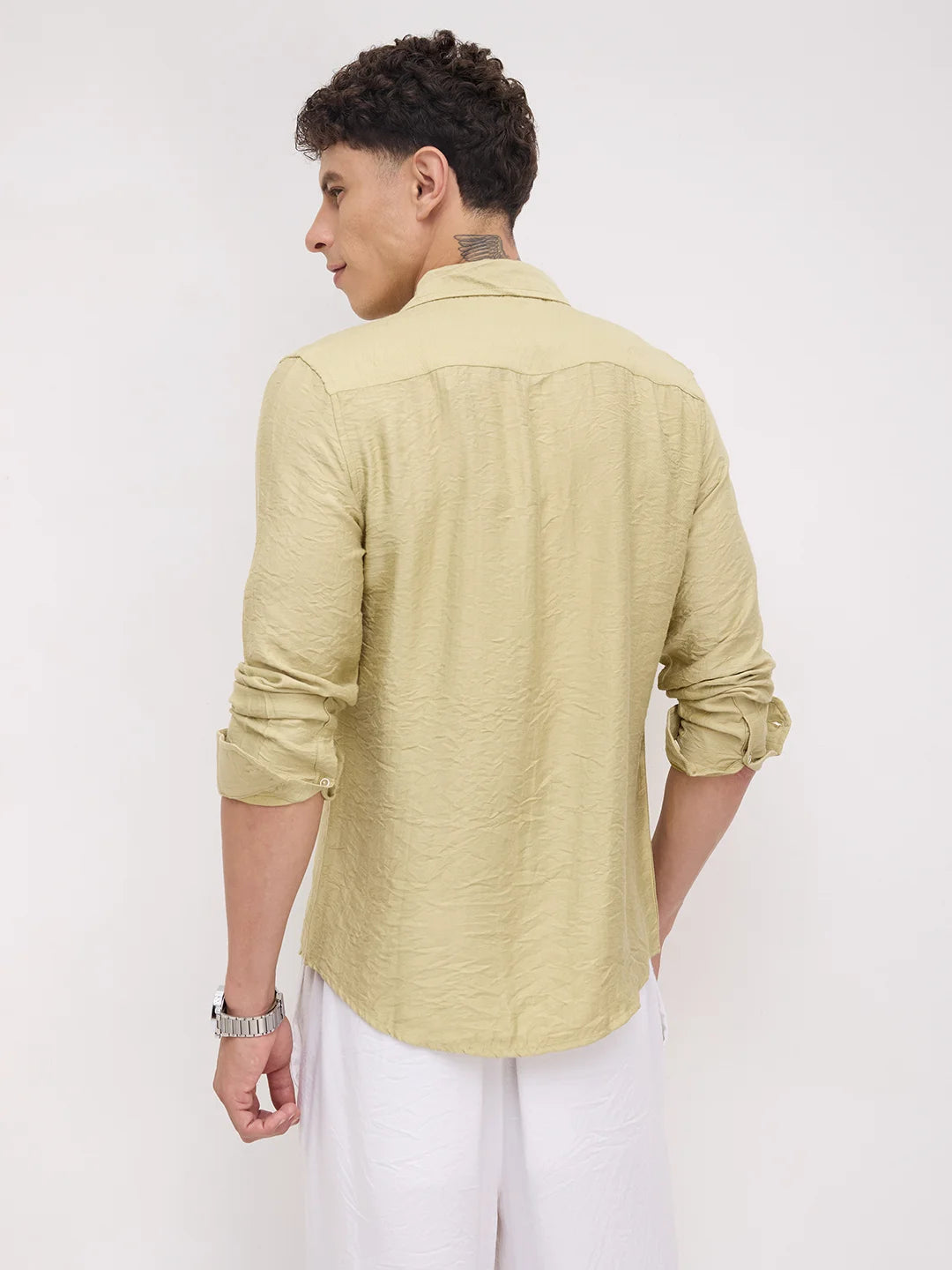 Pale Green Lightweight Crinkled Everyday Shirt