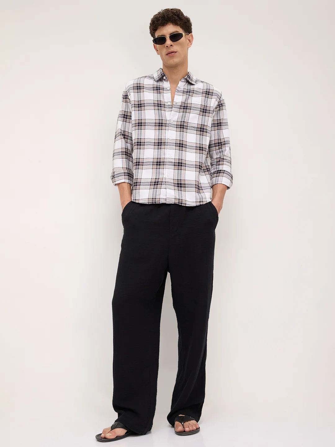 White & Ashley Grey Plaid Checks Shirt
