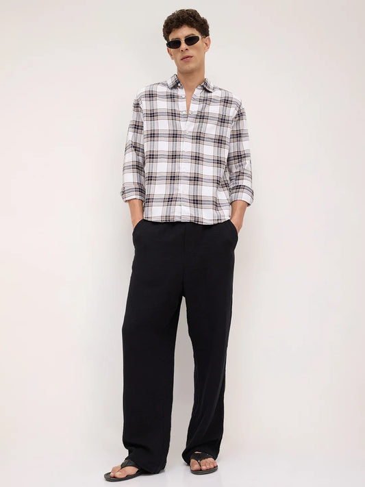 White & Ashley Grey Plaid Checks Shirt