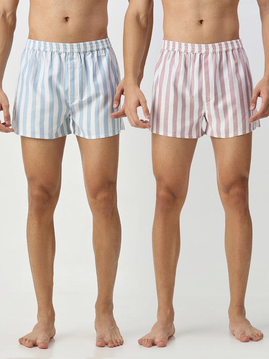 Blue & Pink Candy Striped Boxers