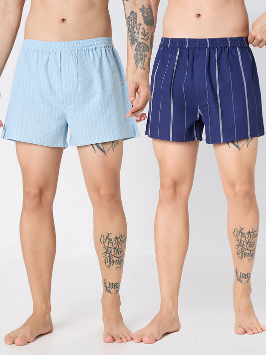 Navy  & Sky Blue Stripes Boxers
