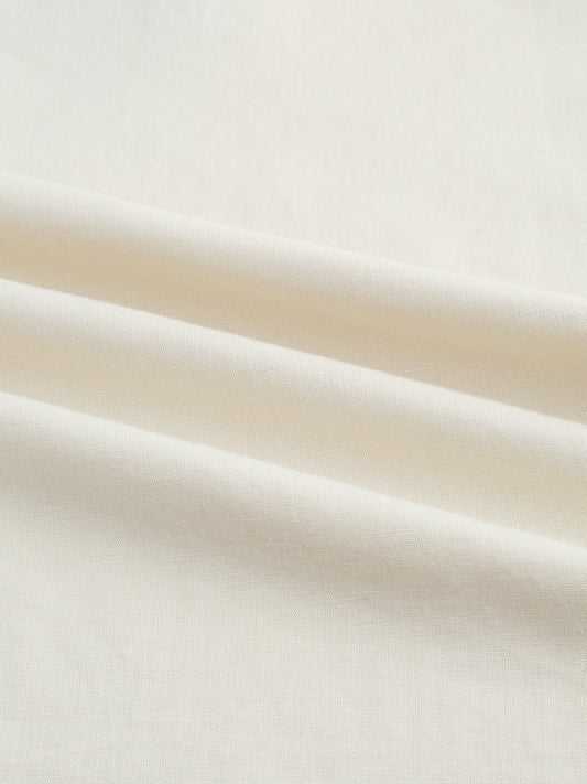 Cream Slub Textured Linen Blend Kurta