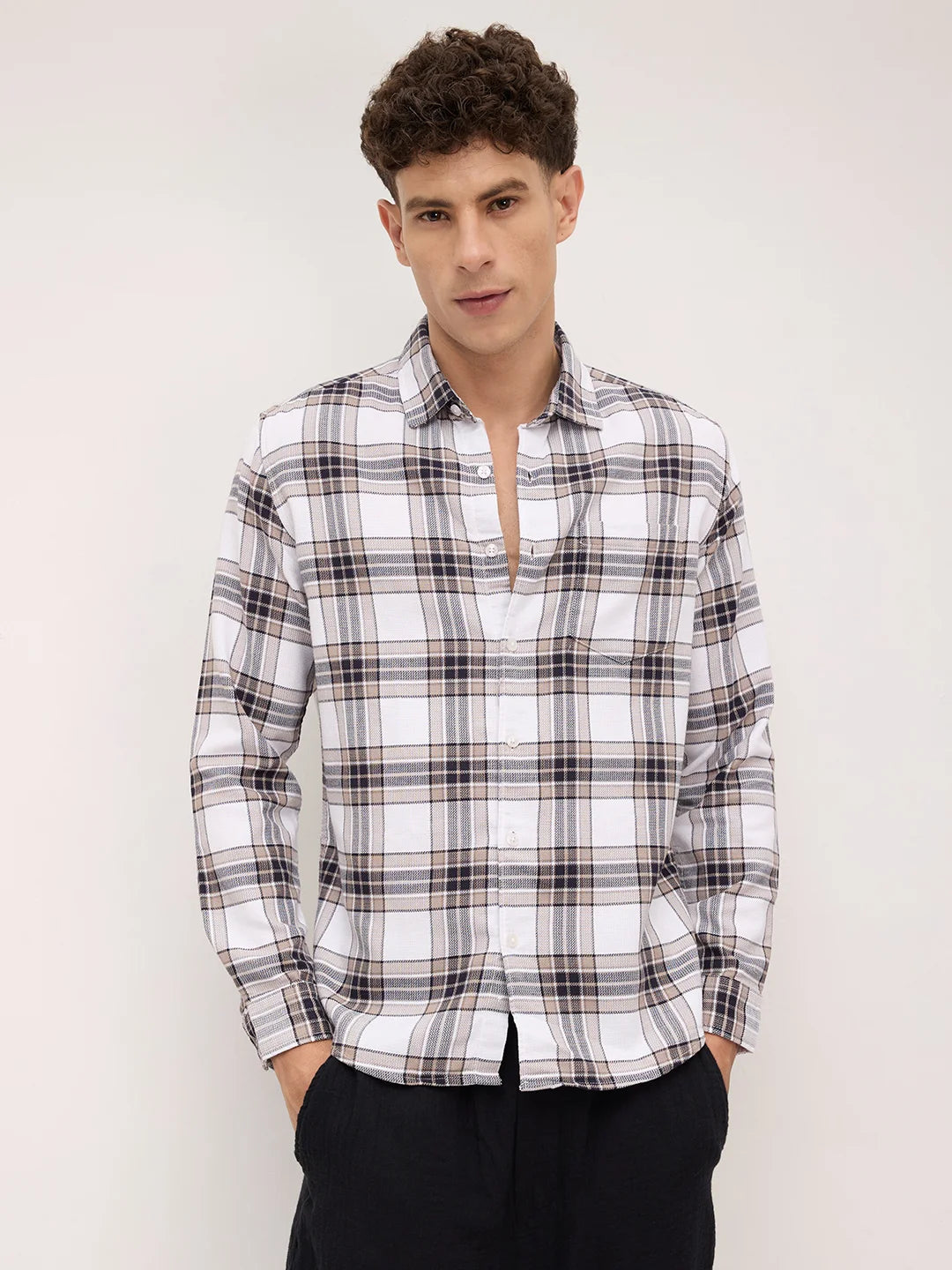 White & Ashley Grey Plaid Checks Shirt