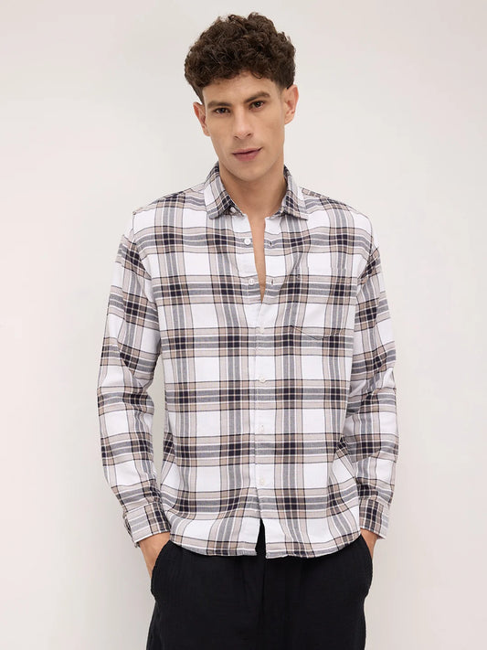 White & Ashley Grey Plaid Checks Shirt