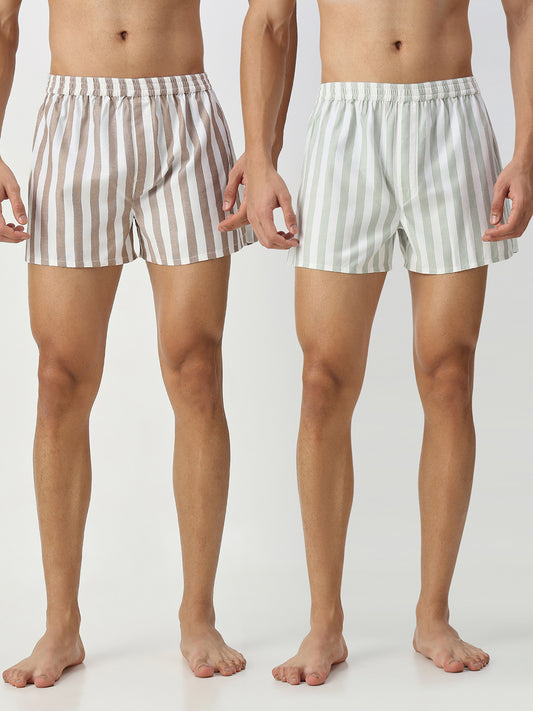 Brown & Pistachio Candy Striped Boxers