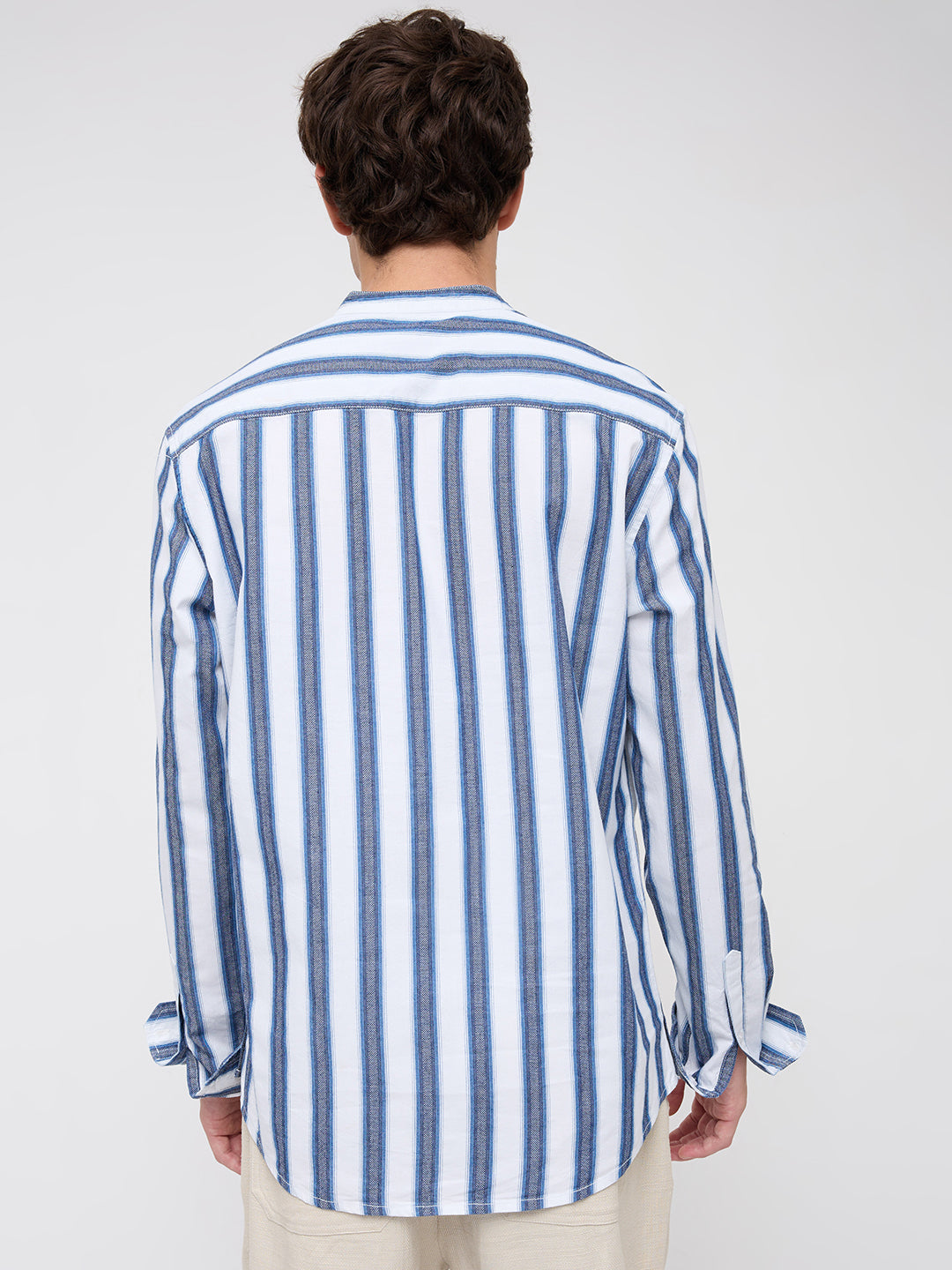 Coastal Denim Rhythm Loom Multi-Striped Kurta