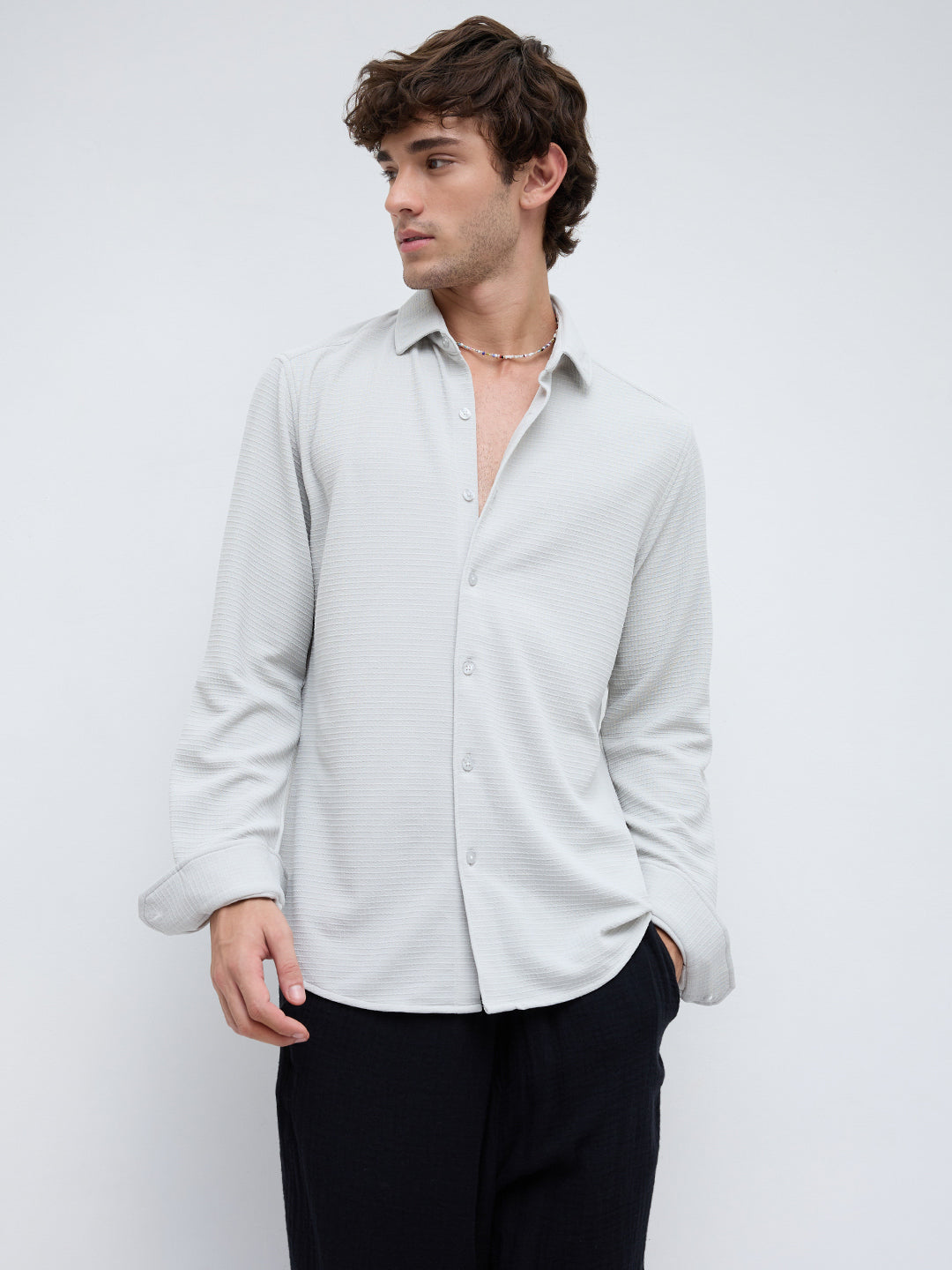 Greystone Waffle Textured Knitted Shirt