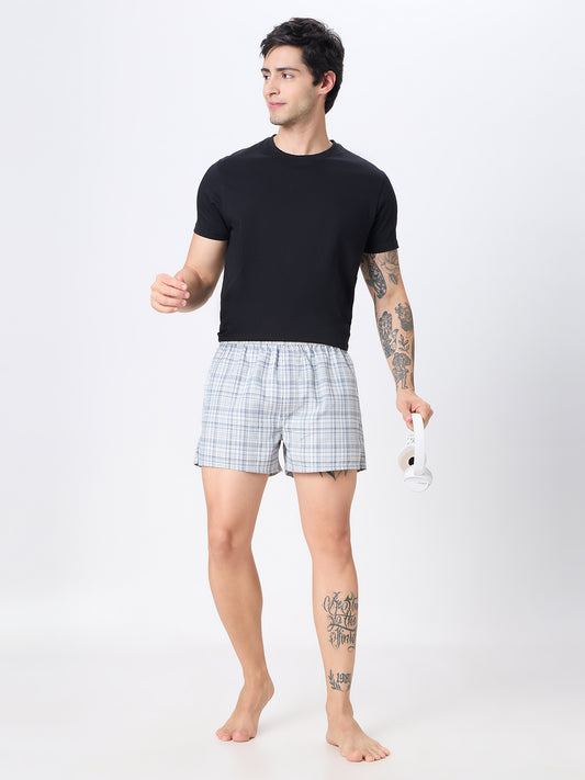 Sage Green & Navy Checks Boxers