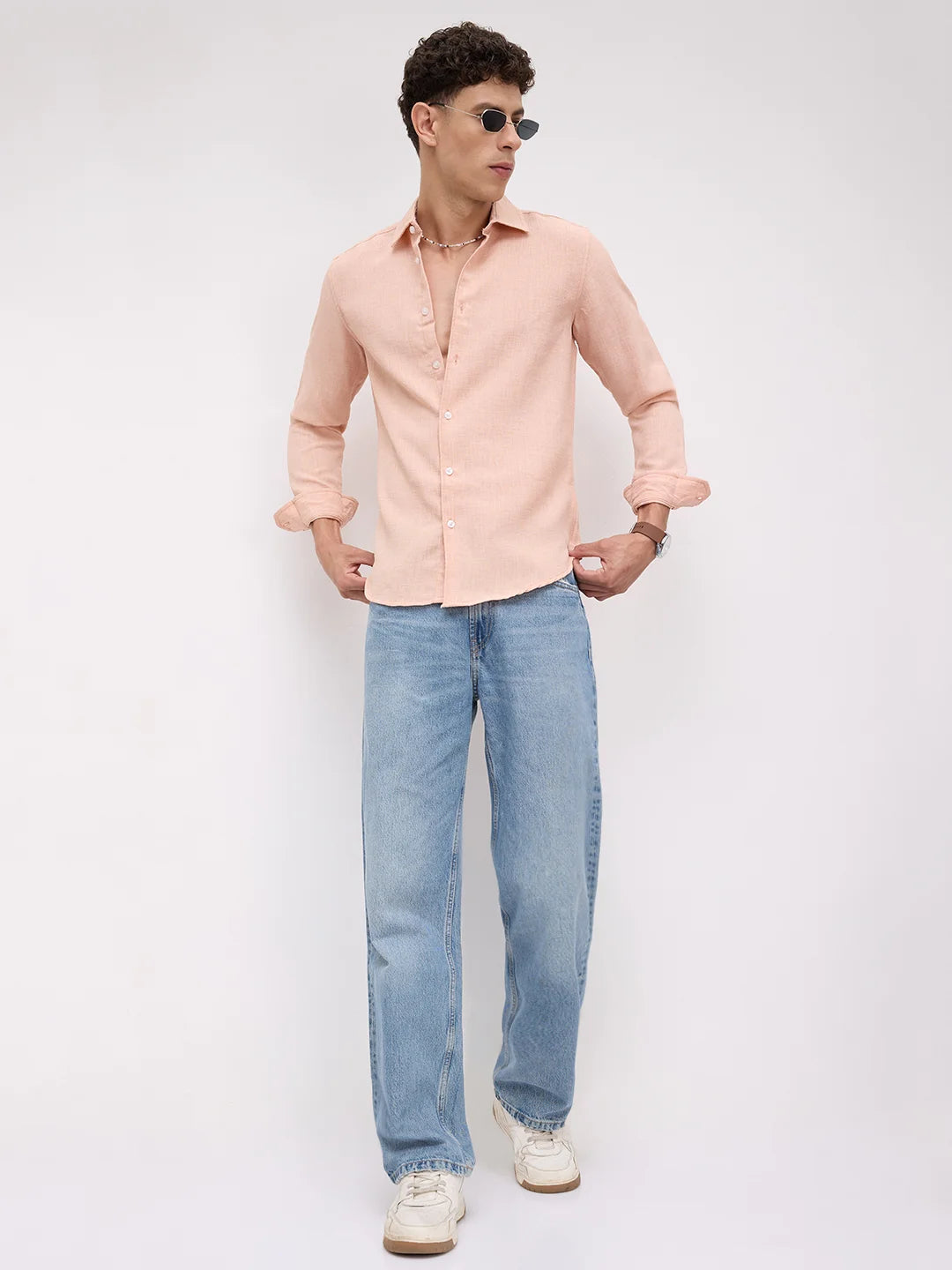 Creamy Peach Subtle Textured Shirt