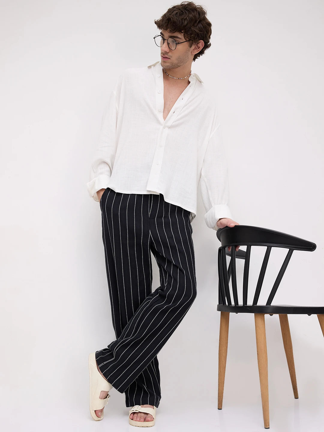 Finesse Black Straight Fit Trousers