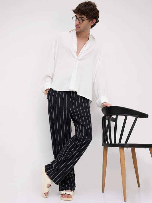 Finesse Black Straight Fit Trousers