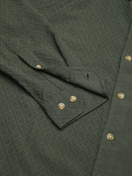 Forest Green Luxe Jacquard Shirt