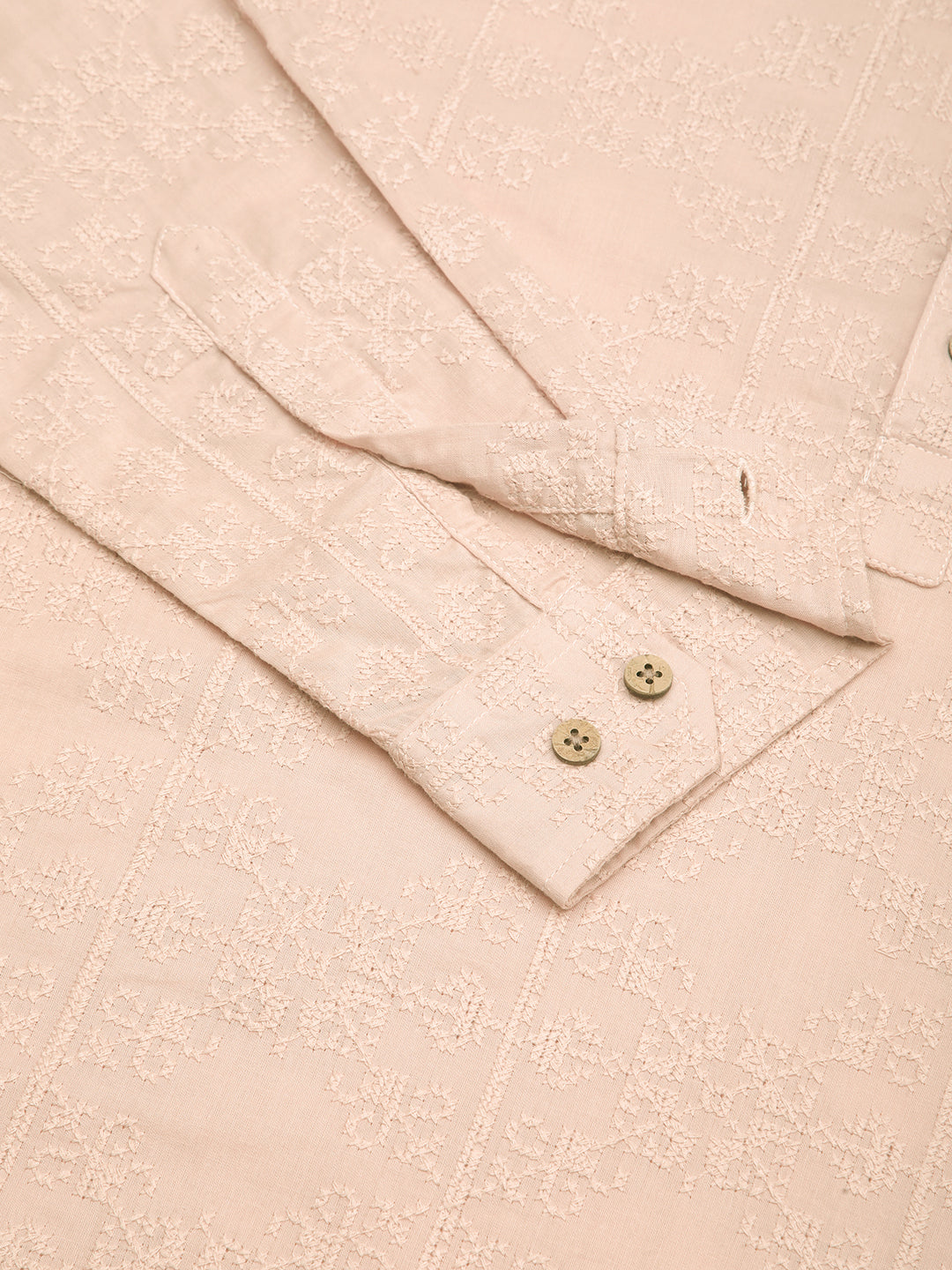 Pastel Peach Blossom Embroidery Kurta
