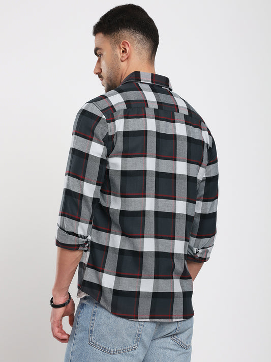 Premium Cotton Urban Grey & Black Plaid Checks Shirt